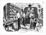 Interior of a French railway postal wagon by French School