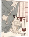 Young woman kneeling by her mosquito net, 1766 by Suzuki Harunobu