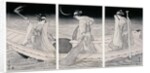 Three women on a boat fishing by lamplight by Utagawa Toyokuni