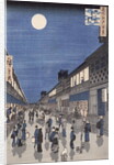 Night time view of Saruwaka Street by Ando or Utagawa Hiroshige