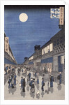 Night time view of Saruwaka Street by Ando or Utagawa Hiroshige