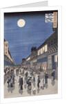 Night time view of Saruwaka Street by Ando or Utagawa Hiroshige
