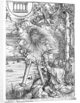 Scene from the Apocalypse, St. John devouring the Book, Latin edition, 1511 by Albrecht Dürer or Duerer