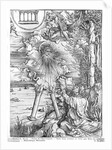 Scene from the Apocalypse, St. John devouring the Book, Latin edition, 1511 by Albrecht Dürer or Duerer