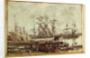 Sailing ships in the port of Bordeaux by Eugene Louis Boudin