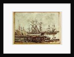 Sailing ships in the port of Bordeaux by Eugene Louis Boudin