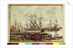 Sailing ships in the port of Bordeaux by Eugene Louis Boudin