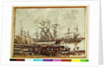 Sailing ships in the port of Bordeaux by Eugene Louis Boudin
