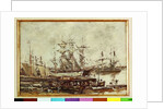 Sailing ships in the port of Bordeaux by Eugene Louis Boudin