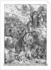 Scene from the Apocalypse, The angel holding the keys of the abyss and a big chain, enchains the dragon for a thousand years by Albrecht Dürer or Duerer