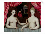 Gabrielle d'Estrées and her sister, the Duchess of Villars, 16th century by Fontainebleau School