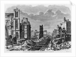 Improvements to Paris, transformation of Montagne Sainte-Genevieve, view taken from rue Saint-Victor, 1877 by Felix Thorigny