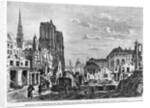 Paris, demolition of a part of the Cite to extend the buildings of the new Hotel-Dieu by Felix Thorigny