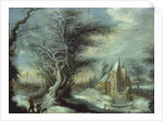 Winter Landscape with a Woodcutter by Gysbrecht Lytens or Leytens