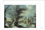Winter Landscape with a Woodcutter by Gysbrecht Lytens or Leytens