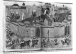 Ms Suppl Persan 1113 f.180-181 Mongols under the leadership of Hulagu Khan storming and capturing Baghdad in 1258 by Islamic School