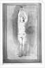 Young boy with a loincloth, both hands hanged on a small bar by Rembrandt Harmensz. van Rijn