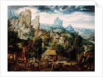 Landscape with Forge by Herri met de Bles