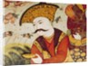 Shah Abbas I and a Courtier offering fruit and drink by School Persian