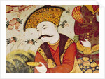 Shah Abbas I and a Courtier offering fruit and drink by School Persian