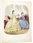 Fashion plate showing ballgowns by French School