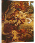 Detail of The Wild Boar Hunt, after a painting by Rubens, c.1840-50 by Ferdinand Victor Eugene Delacroix