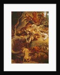 Detail of The Wild Boar Hunt, after a painting by Rubens, c.1840-50 by Ferdinand Victor Eugene Delacroix