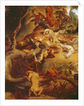 Detail of The Wild Boar Hunt, after a painting by Rubens, c.1840-50 by Ferdinand Victor Eugene Delacroix
