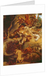 Detail of The Wild Boar Hunt, after a painting by Rubens, c.1840-50 by Ferdinand Victor Eugene Delacroix
