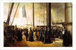 Queen Victoria I, received aboard the steamer 'Le Gomer' by the Rear Admiral Lasusse, 15th October 1844 by Francois Auguste Biard