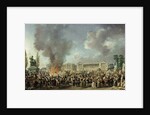 The Celebration of Unity, Destroying the Emblems of Monarchy, Place de la Concorde, 10th August 1793 by Pierre Antoine Demachy
