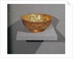 Bowl decorated with embossed lotus petals by Tang Dynasty Chinese School