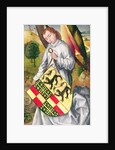 Angel holding a shield with the heraldic arms of de Chaugy and Montagu families with the two leopards of the de Jaucourt family, 1460-66 by Rogier van der (attr. to) Weyden