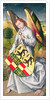 Angel holding a shield with the heraldic arms of de Chaugy and Montagu families with the two leopards of the de Jaucourt family, 1460-66 by Rogier van der (attr. to) Weyden