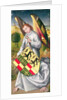 Angel holding a shield with the heraldic arms of de Chaugy and Montagu families with the two leopards of the de Jaucourt family, 1460-66 by Rogier van der (attr. to) Weyden