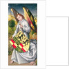 Angel holding a shield with the heraldic arms of de Chaugy and Montagu families with the two leopards of the de Jaucourt family, 1460-66 by Rogier van der (attr. to) Weyden