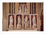 View of the panels of the closed altarpiece, depicting the Annunciation and saints, 1460-66 by Rogier van der (attr. to) Weyden