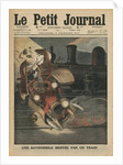 A motor car crushed by a train by French School