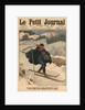 Alpine postmen using ski during their rounds in the snow, 1911 by French School