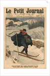 Alpine postmen using ski during their rounds in the snow, 1911 by French School