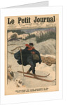 Alpine postmen using ski during their rounds in the snow, 1911 by French School