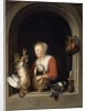 The Dutch Housewife or, The Woman Hanging a Cockerel in the Window, 1650 by Gerrit or Gerard Dou