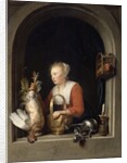 The Dutch Housewife or, The Woman Hanging a Cockerel in the Window, 1650 by Gerrit or Gerard Dou