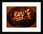 Monkeys dressed as soldiers playing cards and carousing by David the Younger (after) Teniers