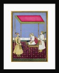 The Emperor Aurangzeb in old age seated on a throne, miniature from a Muraqqa album, early eighteenth century by Indian School