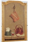 Still Life with meat, kettle, cup, sugar loaf and sugar lumps by Jean-Baptiste Oudry