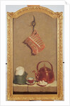 Still Life with meat, kettle, cup, sugar loaf and sugar lumps by Jean-Baptiste Oudry