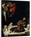 St. Francis comforted by an Angel Musician by Francisco Ribalta