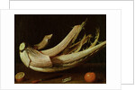 Cardoon ,oranges and knife by Spanish School