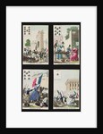 Four playing cards commemorating the heroes of July 1830, 1831 by French School